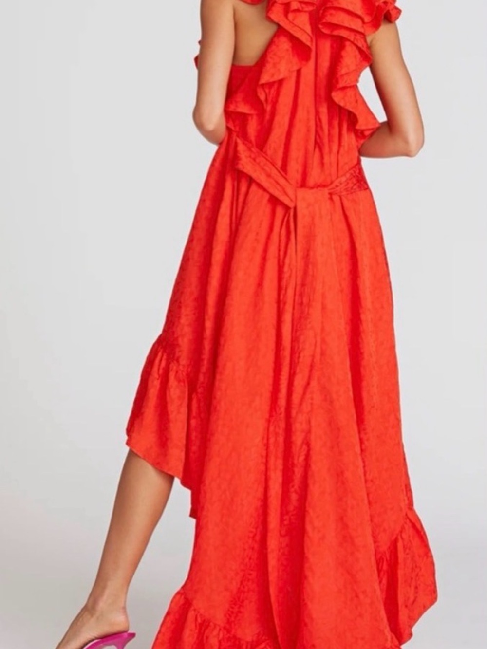 AMUR Red High-Low Ruffle Dress - Picture 2 of 6